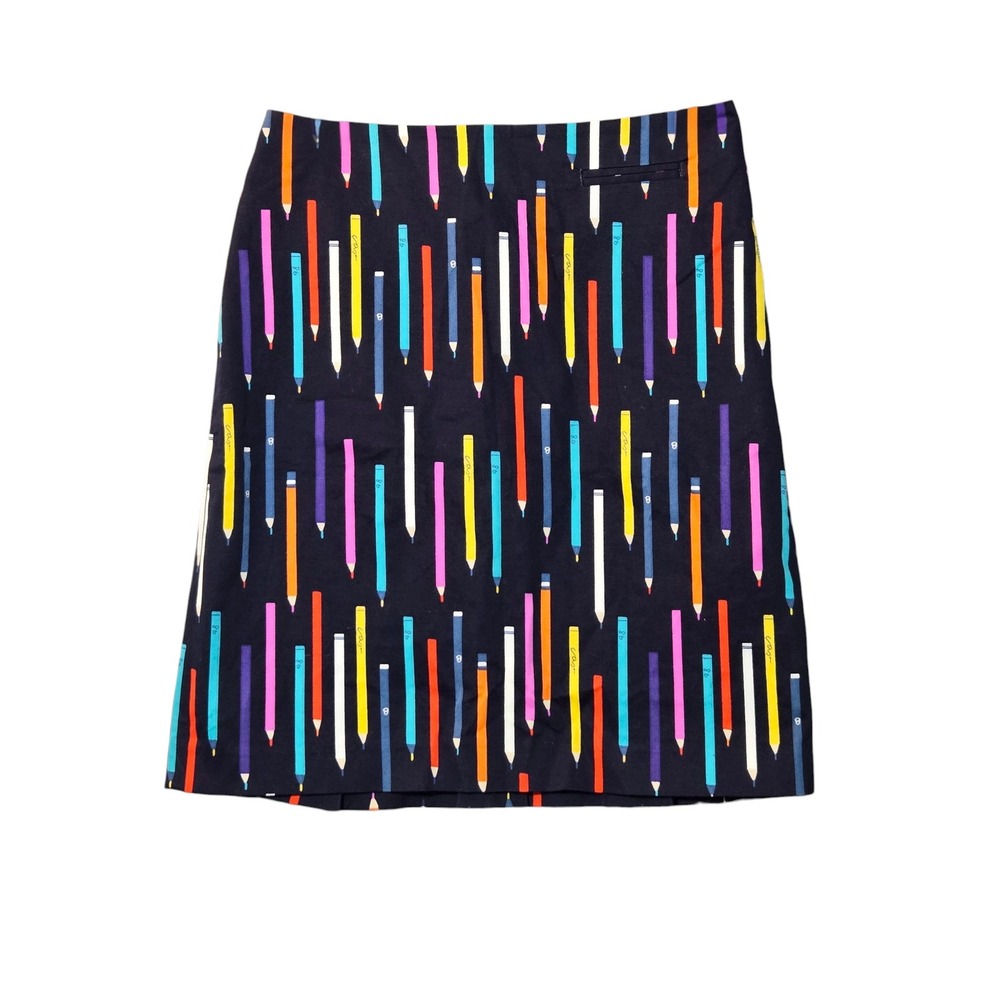 Anthropologie Elevenses Pencil Print Skirt Navy Blue 4 School Art Teacher NWT